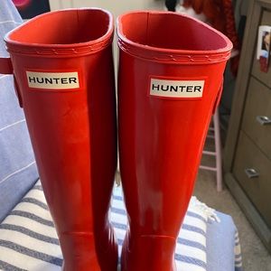 Tall red Hunter rain boots size 7